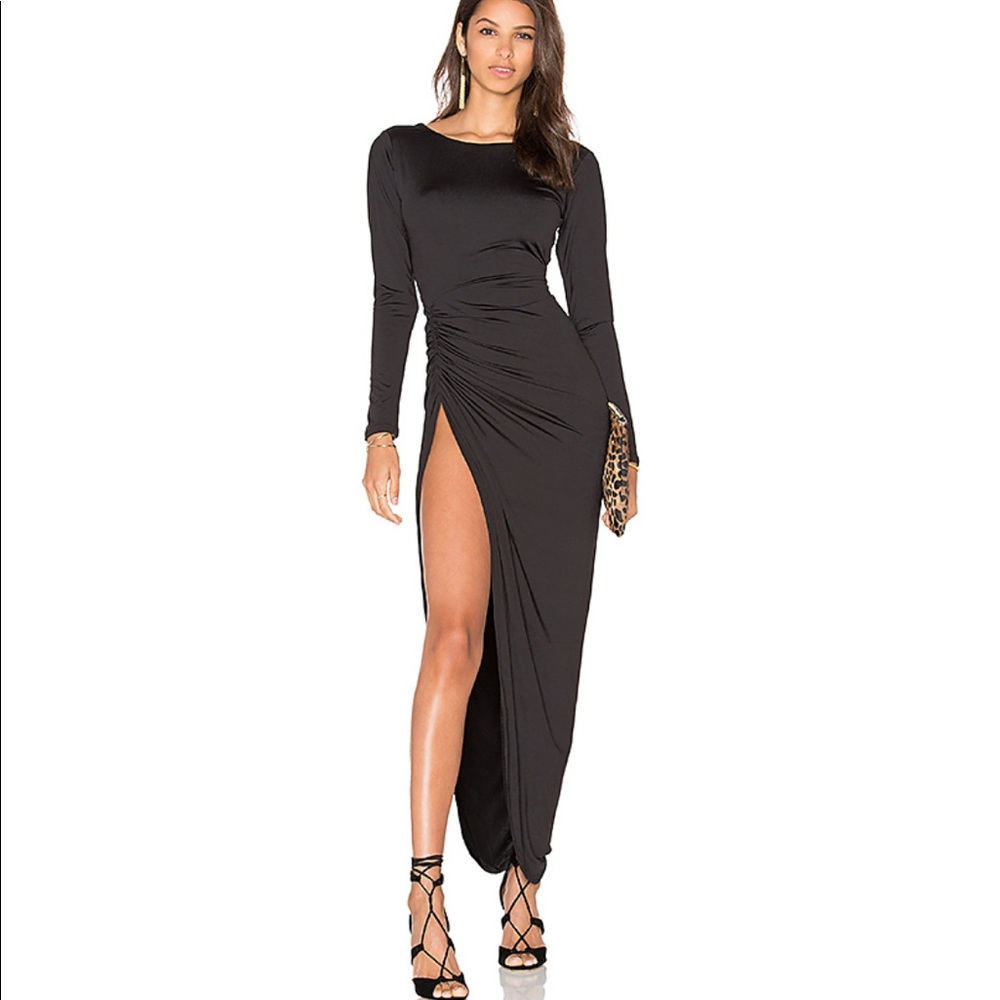 LIONESS | Amore Split Maxi Dress Black